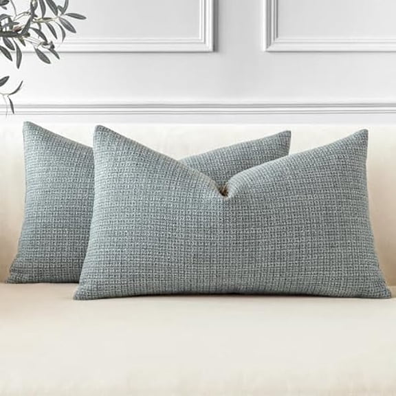 Eryueer Set of 2 Cushion Covers 40x60 cm Linen Dark Grey Decorative Throw Pillow Covers 16x24 Inch Lumbar Cushion Case Home Decor Pillowcases for Couch Sofa Living Room Bed (Dark Grey)