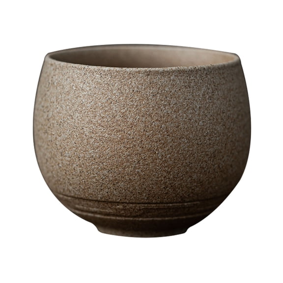 Ruanlalo Handmade Stone Pottery Tea Cup Japanese Wabi Aesthetics Unique Texture Imperfection Coffee Dessert Cup Desk Decor