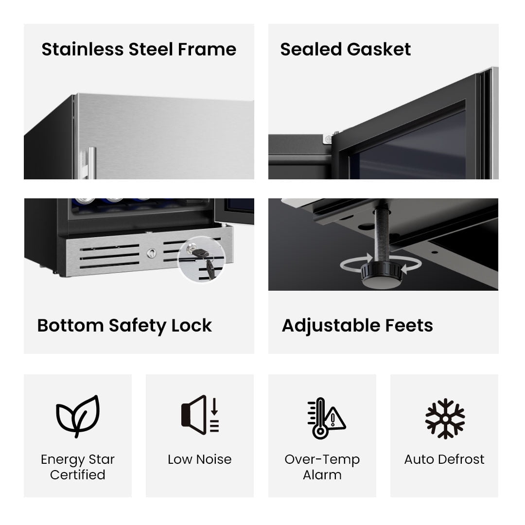 Yeego 24 Inch Beverage Refrigerator, Built-in Outdoor Beverage Cooler with Stainless Steel Door for Soda Beer Wine