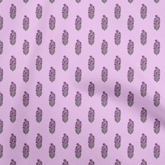 oneOone Georgette Viscose Mauve Fabric Asian Floral Block Sewing Material Print Fabric By The Yard 42 Inch Wide