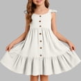 thumbnail image 2 of NAISIBABY Girls Pleated Dresses, Cute Swing Summer Casual Sleeveless Kids Party Princess Sundress White 3T, 2 of 6