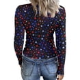thumbnail image 6 of Sewkxo Women Tops Fashion 250th Anniversary American Patriotic 4th Of July Round Neck Pullover Tops Spring Summer Loose Fit Casual Long Sleeve Blouses,Black L, 6 of 6