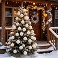 thumbnail image 4 of COM1950s Flocked Christmas Ball Ornaments, Shatterproof Velvet Tree Decorations with Hanging String for Holiday Party and Home Display, 4 of 6