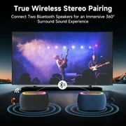 JYX Waterproof Bluetooth Speaker 30W Stereo Portable with Deep Bass, DJ Lights, TWS, Water-Resistant, TF Card, USB, 6-8H Playtime