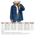 thumbnail image 4 of Women Button Up Jacket Long Sleeve Drop Shoulder Turn Down Collar Loose Outerwear with Large Pockets Dark Blue XL, 4 of 6