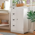 thumbnail image 2 of Ktaxon 32.3 "H  Wooden Bathroom Storage Cabinet with 4 Drawers, a Cupboard and Adjustable Dividers for Bathroom,Living room,and Bedroom - White, 2 of 17