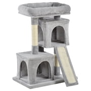PawHut Cat Tree Tower with Plush Sisal Perch, Light Grey