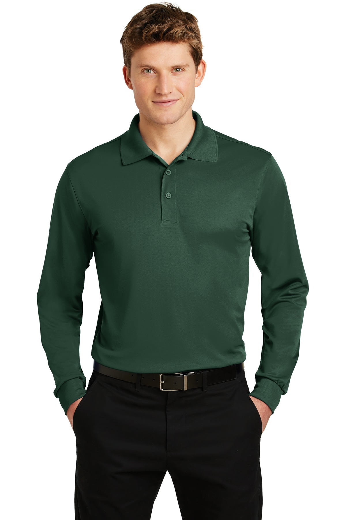 sport tek long sleeve polo