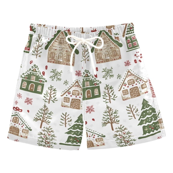 FORMRS Boys Swim Trunks Quick Dry Mesh Liner Boardshorts Sizes XS-XL, Brown Christmas House