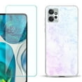 thumbnail image 1 of OneToughShield ® for Motorola Moto G Power 5G 2023 Shockproof Fashion Phone Case, with Tempered Glass Screen Protector - Marble Pink/Blue, 1 of 3