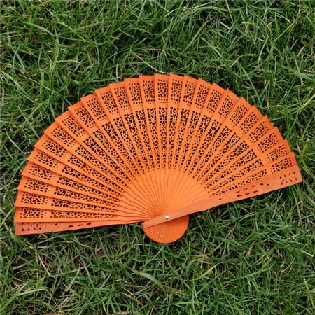 

Wedding Hand Fragrant Party Carved Bamboo Folding Fan Chinese Style Wooden CHMORA