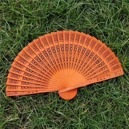 

Wedding Hand Fragrant Party Carved Bamboo Folding Fan Chinese Style Wooden CHMORA
