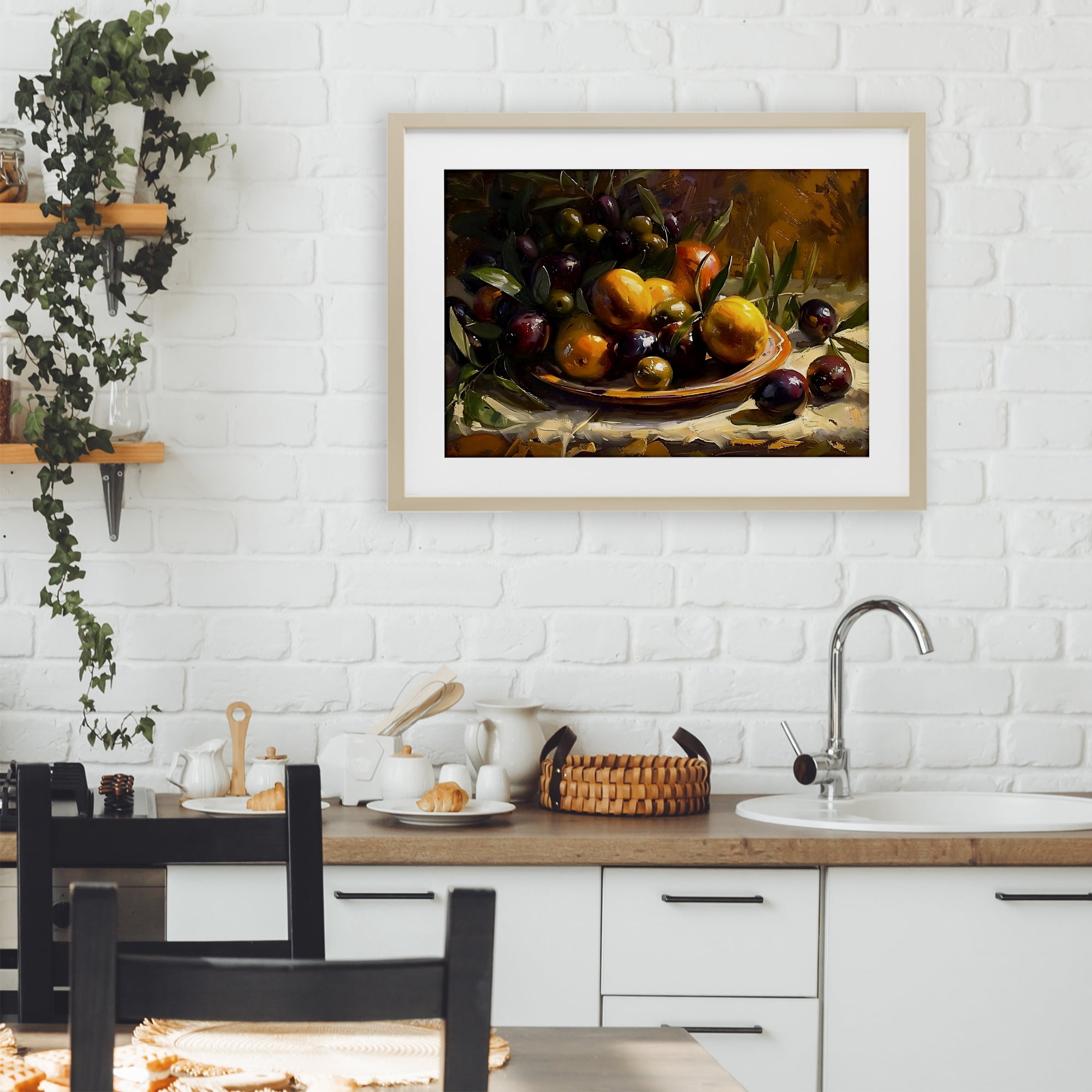 Stupell Industries Array of Olives & Citrus Birch Framed Print Under Glass, design by Creative Studio