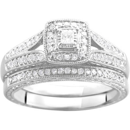 1/3 Carat T.W. Diamond Bridal Set in Argentium Silver