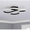 thumbnail image 3 of Modern LED Ceiling Lighting, Dimmable Semi Flush Mount Ceiling Light Fixture, Black Contemporary Curved Rings Chandelier 39W 2900lumens for Dining Room Kitchen Living Room Bedroom Hallway Entryway, 3 of 7