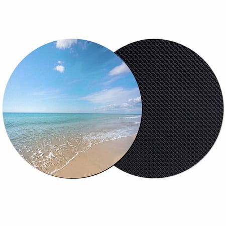 Summer Beach Coasters Set of 2 Absorbent Coasters for Drinks Coastal Landscape Seaside Blue Sky Coaster for Desk Coffee Table Protection Home Decor House Warming Gifts 4
