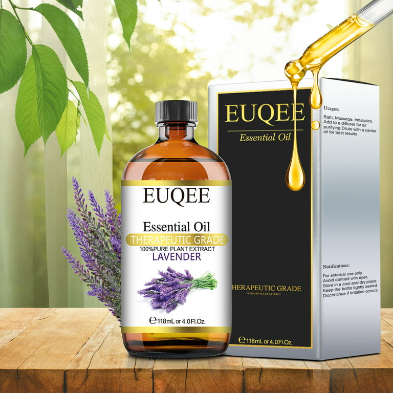 EUQEE Vanilla Essential Oil 118 ml Pure Vanilla Oil with Glass Dropper,  Great for Diffusers, DIY Bath Bombs, Soap & Candle Making - 4Fl.Oz