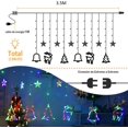 thumbnail image 3 of Cortina de Luces con Decoracion Navidad, Guirnalda Navideña con 138 LED de 3.5M, Tira de Luces Estrellas led, Enchufe de Extremo a Extremo para Interior, Exterior, Navidad, Fiest, 3 of 5