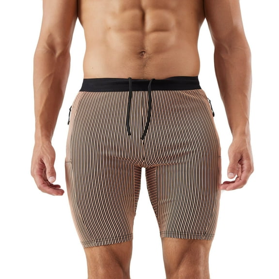 fatyb Men's Running Shorts Tights Comfortable Stretch Shorts Mens Athletic Shorts with Zipper Pockets