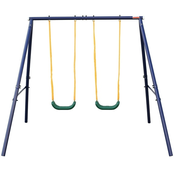 KL KLB Sport Metal Swing Set Play Outside for Kids，Age 3-8