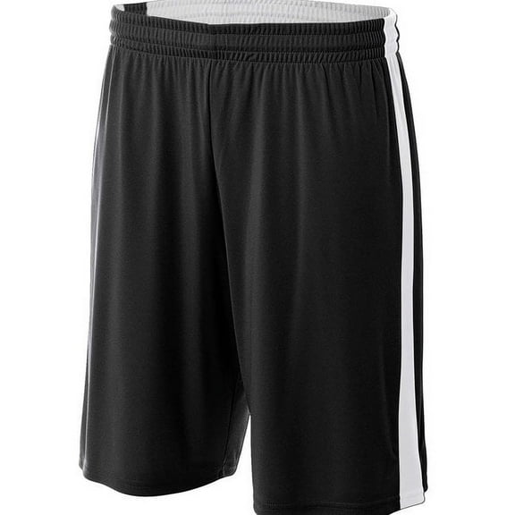 A4 Reversible Moisture Management 10" Short For Men in Black/White | N5284