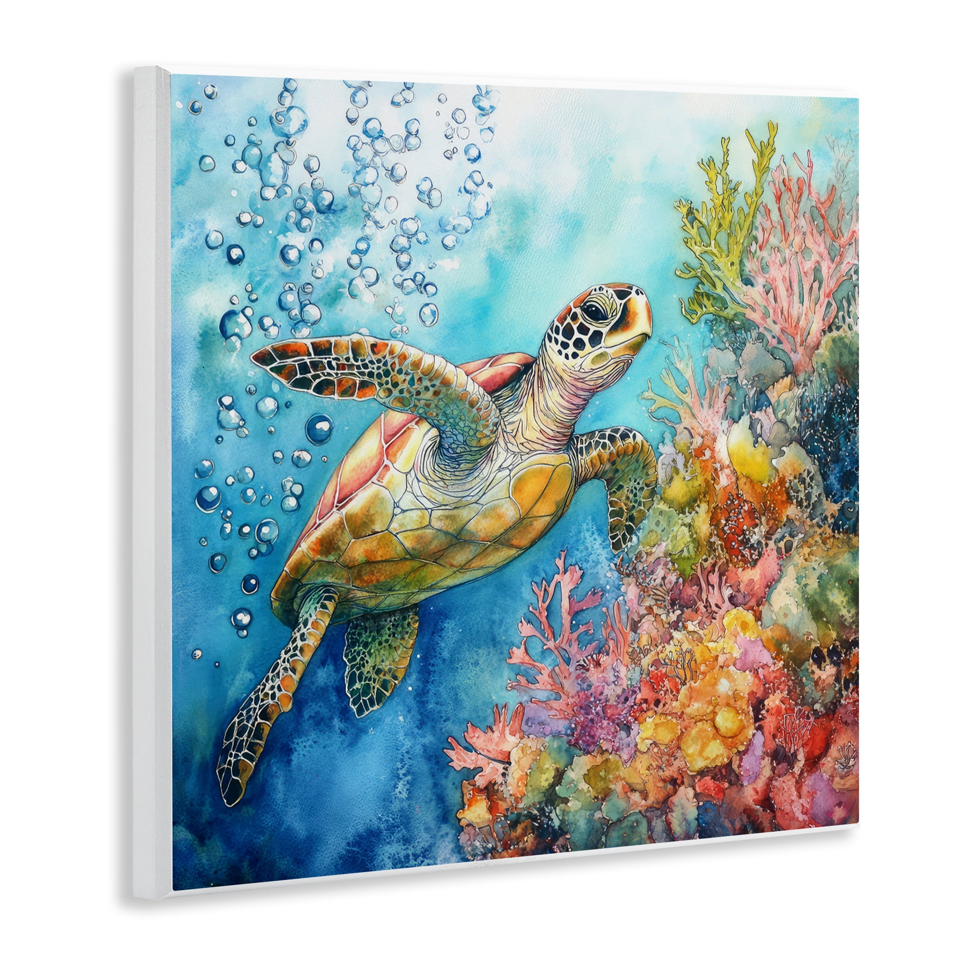 Stupell Industries Underwater Sea Turtle Bubbles Wall Plaque Art, design by Tina LeCour