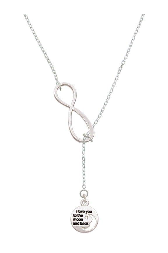 Silvertone Small I Love You to the Moon Silver tone Elegant Infinity Lariat Necklace