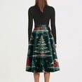 thumbnail image 4 of Women's Fashion Round Neck Slim-Fit Christmas Print Long-Sleeved Dress, Holiday Print, Retro Style, Party Wear, Casual Dress, Comfort Fit, Festive,Dark Green,3XL, 4 of 6