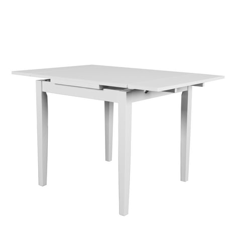 CorLiving Dillon Extendable White Dining Table with Two 8in Leaves