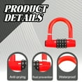 thumbnail image 3 of MELIVO Bike Lock,1.97"*1.89" Bike Lock Combination,U Bicycle Lock Scooter Locks Anti Theft,Red, 3 of 7