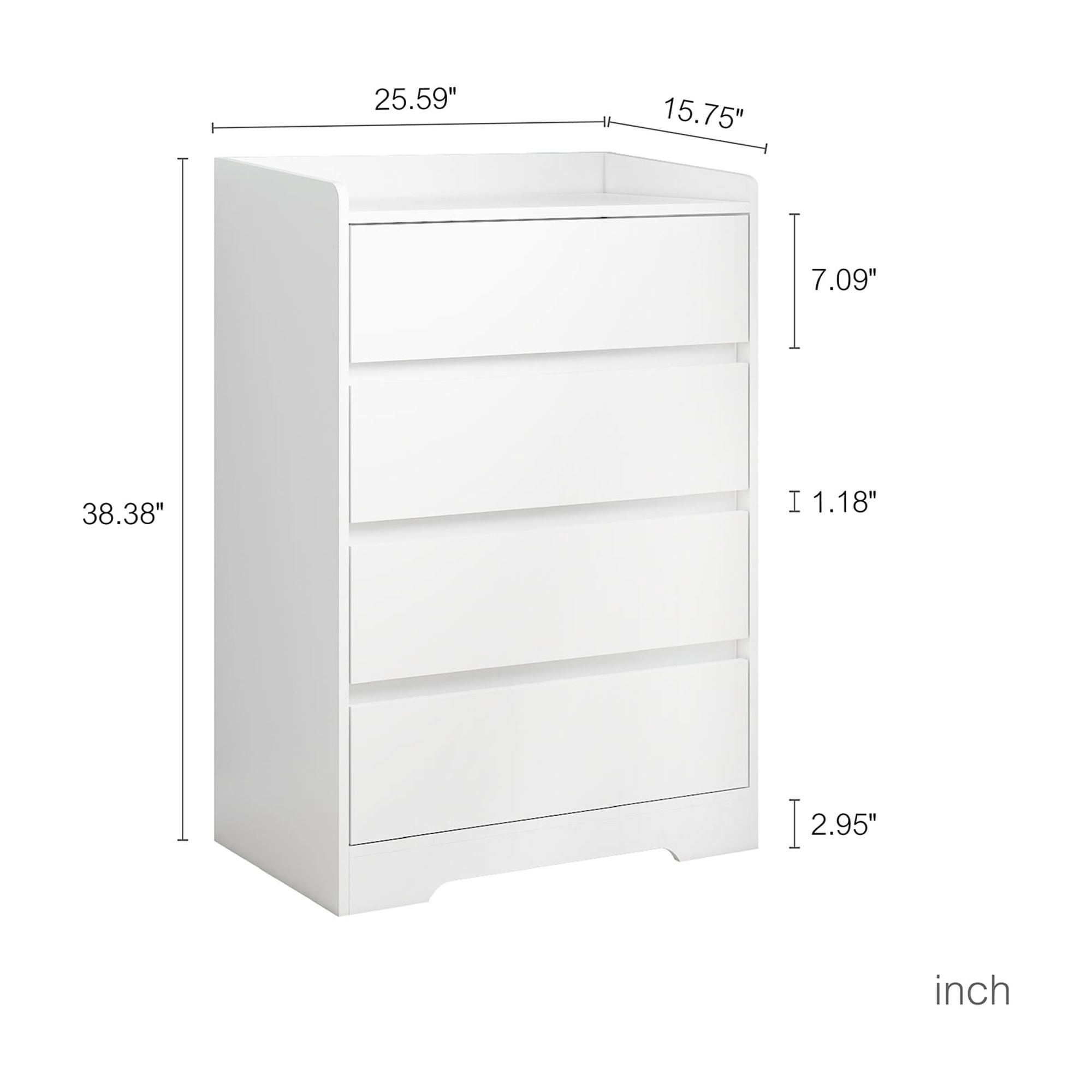 4 Drawer Dresser,Chest of Drawers with Hide Handle for Bedroom,Modern Wooden Storage Cabinet for Living Room,Entryway,Hallway,Office,Wood
