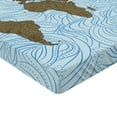 thumbnail image 2 of Ambesonne Ocean Fitted Sheet, Map with Waves, Twin Size, Cocoa Pale Blue, 2 of 3