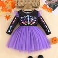 thumbnail image 2 of mgoYE Toddler Baby Girl Halloween Outfit Pumpkin Dress Long Sleeve Orange Tulle Tutu Skirt Cute Fall Halloween Clothes(Purple,4-5 Years), 2 of 5