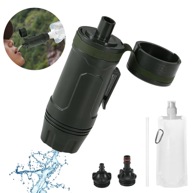 Portable Water Filter Straw Water Filtration System with Mirror for Outdoor Survival Emergency