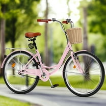 Uforic 26'' Beach Cruiser Bike for Adults - 1-Speed Commuter Bicycle, Adjustable Comfort Seat in Fresh Pink - Easy-Ride Design