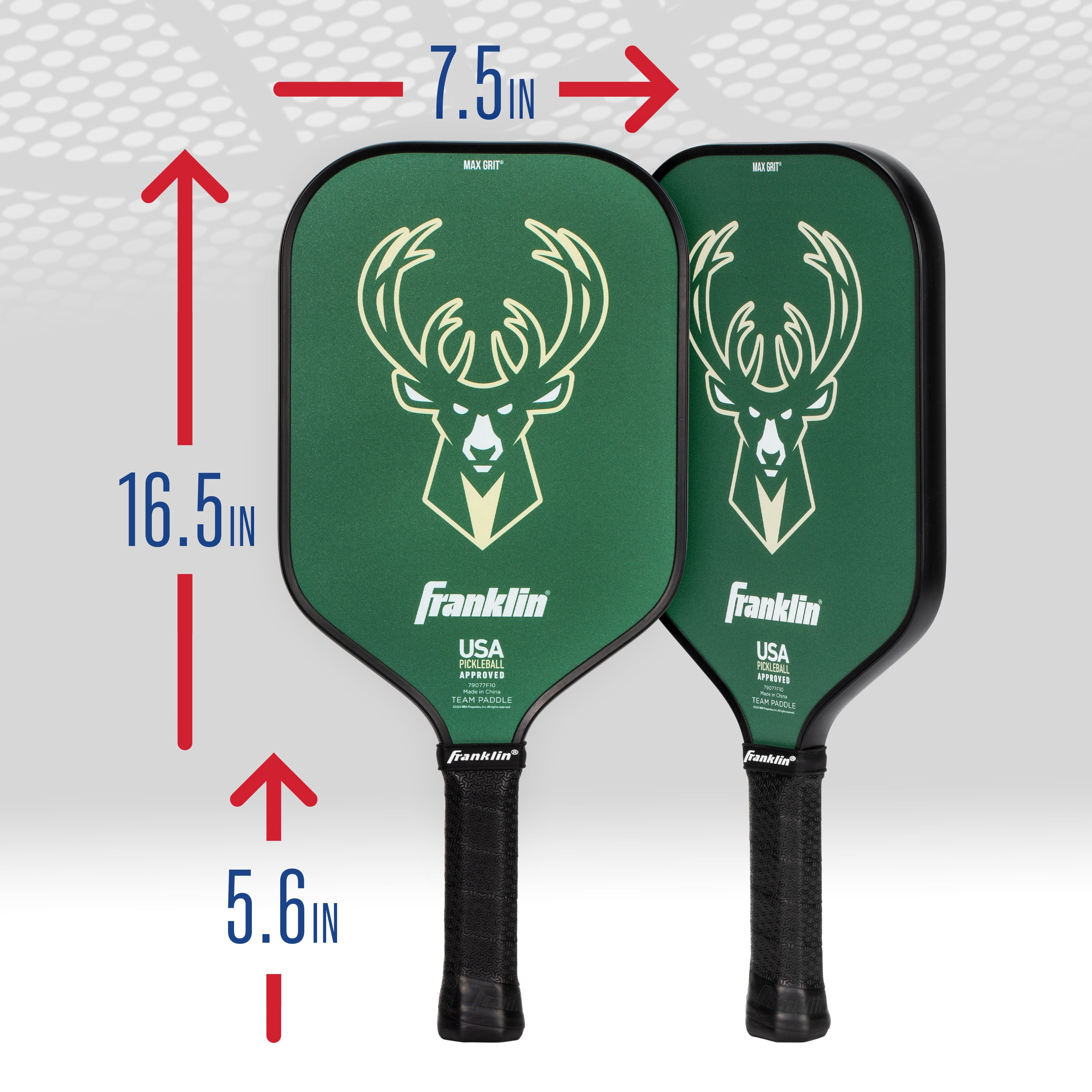 Franklin Sports NBA Milwaukee Bucks Pickleball Paddle - Official NBA Team Pickleball Paddles - USAP (USAPA) Approved Premium Quality Pickleball Paddles - Authentic Team Logos + Colors