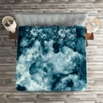 thumbnail image 2 of Ambesonne Marble Print Quilted Coverlet 3 Pcs, Marble Stone Effect, King Size, Blue, 2 of 2