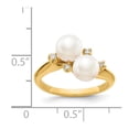 thumbnail image 5 of Solid 14k Yellow Gold 6mm Freshwater Cultured Pearl Diamond Ring Band Size 5.5 (.06 cttw.), 5 of 6