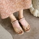 thumbnail image 1 of Sandalias de verano para mujer de tacón bajo de cuero de microfibra de color sólido a la moda Wmkox8yii shjk7272, 1 of 9