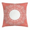 thumbnail image 1 of Peach Throw Pillow Cushion Cover, Lace Design with Lines and Circles Bridal Inspirations with Soft Colored Background, Decorative Square Accent Pillow Case, 16 X 16 Inches, Coral White, by Ambesonne, 1 of 2