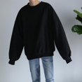 thumbnail image 3 of Men's Round Neck Pullover Sweater Autumn Pullover Top T-shirt Black XL, 3 of 14