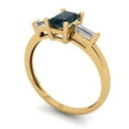 thumbnail image 2 of 0.8 ct Emerald Cut Natural London Blue Topaz Three-Stone Engagement Ring for Women in 18K Yellow Gold, 2 of 5