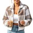 thumbnail image 3 of Women's Fleece Jacket Dqueduo Women's Fashion Long Sleeve Winter Leisure Refined Casual Jacket , Multiple Styles Khaki XXXL, 3 of 7