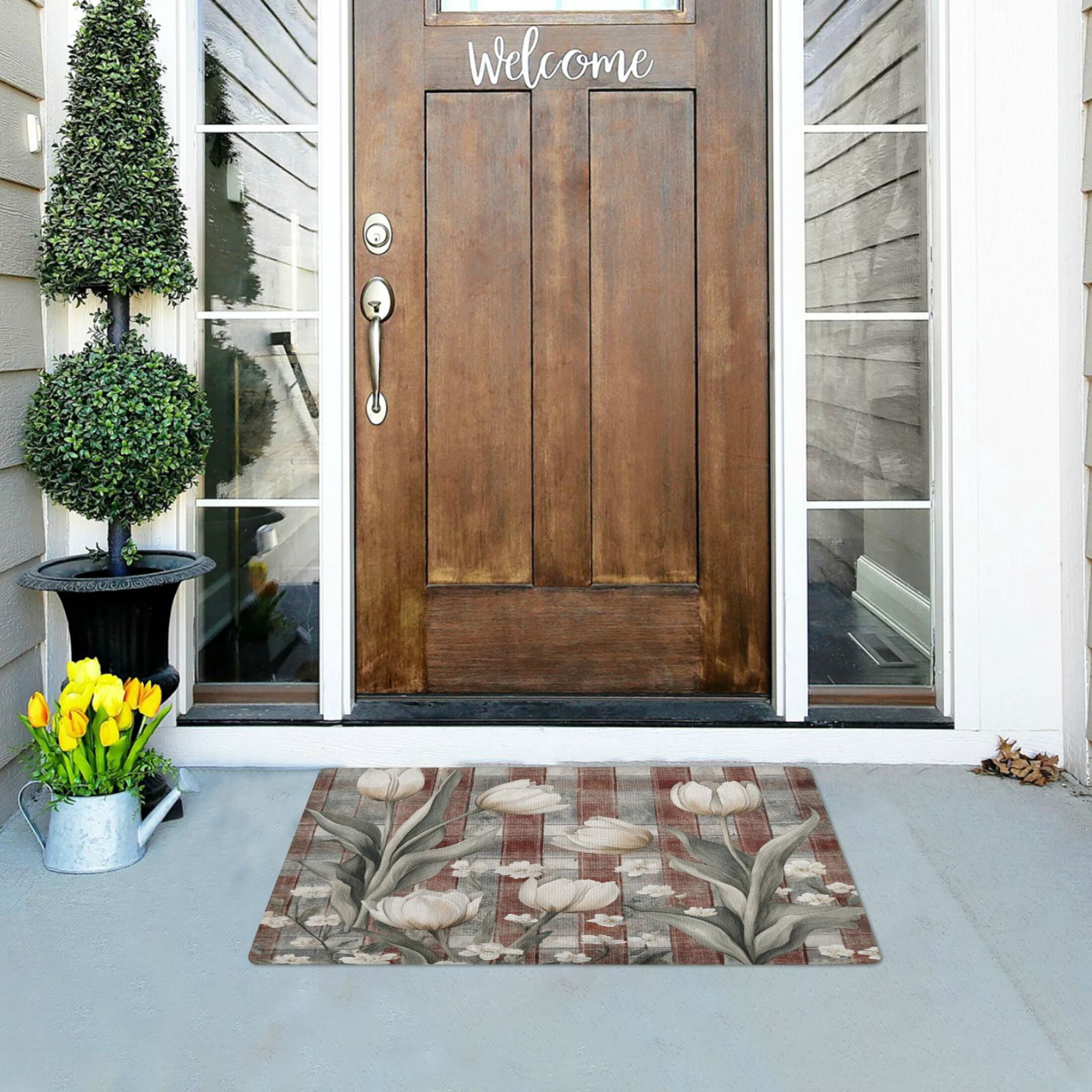 Wobogo Hydrangea Cat Highly Absorbent Polyester Doormat Anti-slip