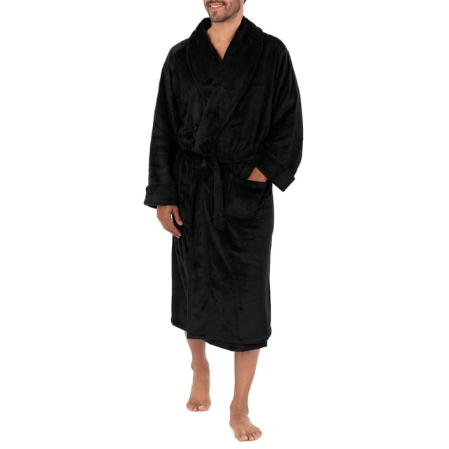 Bata de Forro Polar Comfort-Soft para Hombre IZOD, Negra, Talla Única