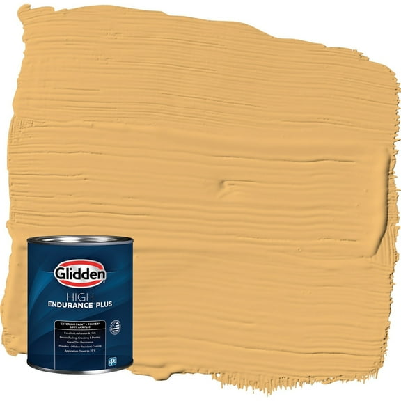 Glidden HEP Butterscotch Bliss / Yellow Satin Exterior Paint with Primer, 1 Quart