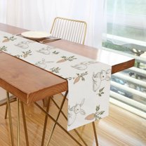 Yayeee Table Runner 70 inches Long Home Kitchen Dinning Party Decoration, Beige Rabbits and Carrots