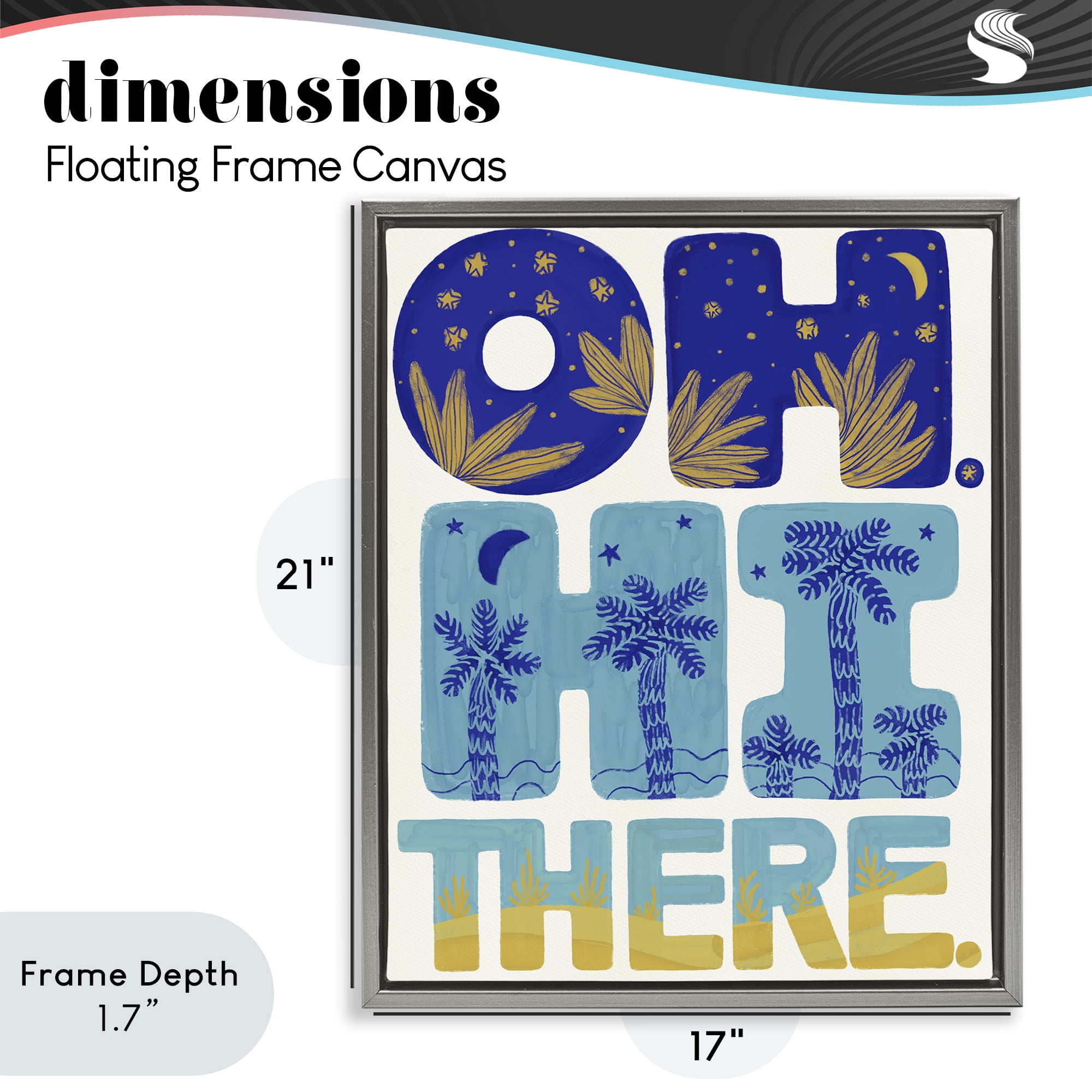 Stupell Industries Oh Hi There Tropical Gray Framed Floater Canvas Wall Art, design by Connie Summers