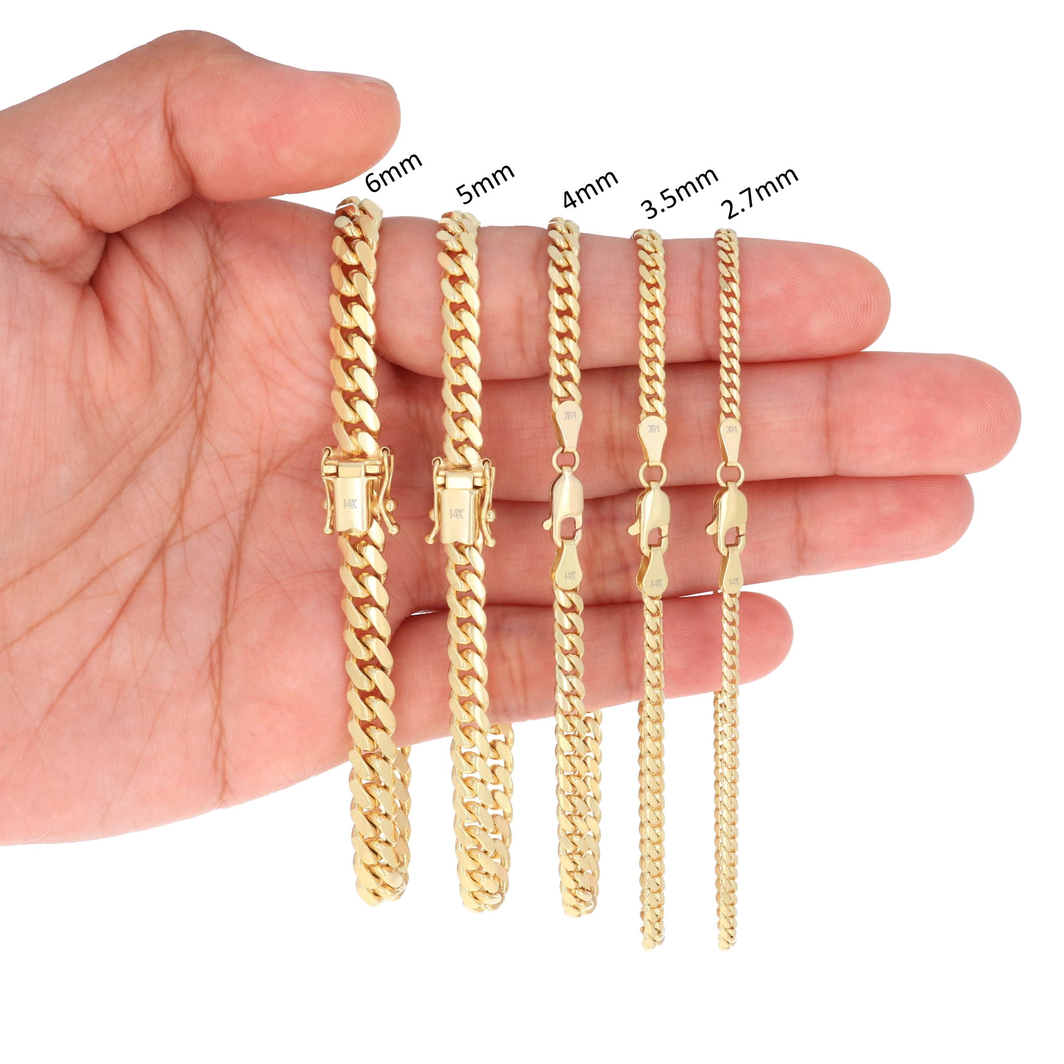 Nuragold 14K Real Yellow Gold Solid Miami Cuban Link Chain Bracelet 7"-9" (2.7mm-11mm) Italian Jewelry for Men & Women
