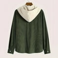 thumbnail image 4 of LpwkSSA Men's Daily Outwear Jacket Casual Fashion Solid Color Long Sleeved Hooded Drawstring Button Corduroy Coat with Pocket Green XXXL, 4 of 5